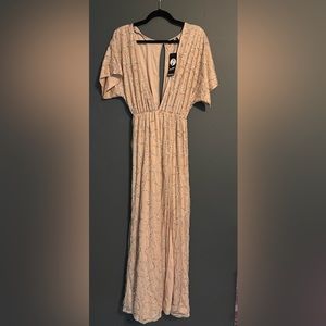 Boutique All Sequin Back Button Maxi Dress